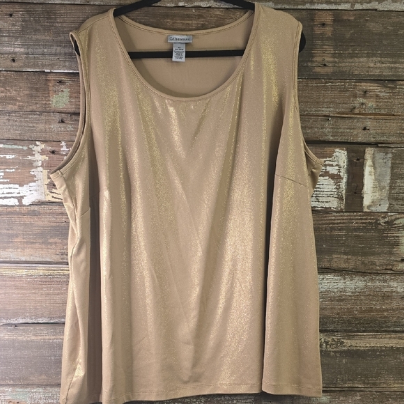 Catherines Shimmering Gold Tank Top, Plus Size 3X - Picture 1 of 4